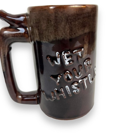 Vintage 4.75" Set of 2 "Whistle For Your Beer" "Wet Your Whistle" Mugs - Picture 6 of 10